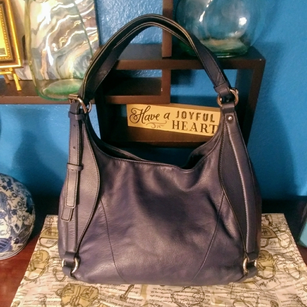 Barr + Barr New York Blue Leather Hobo Purse